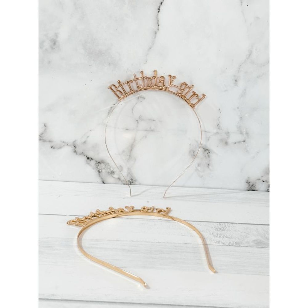 Rose Gold "Birthday Girl" Headband Tiara - Picture 13 of 13